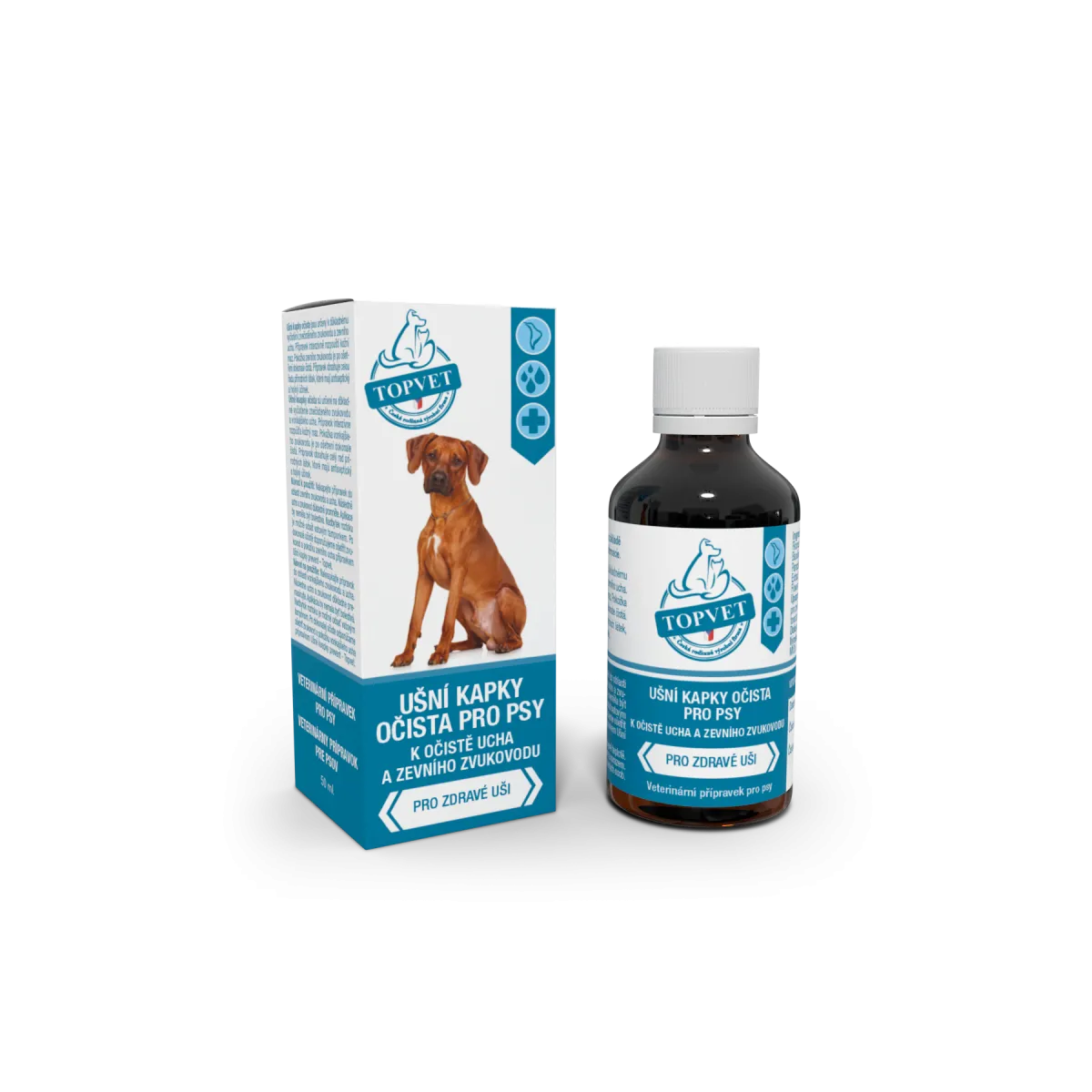 TOPVET - UŠNÍ KAPKY OČISTA PRO PSY, 50ml