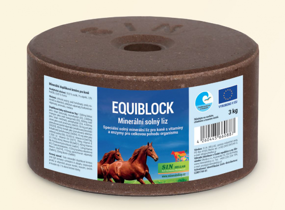 S.I.N. Hellas - Equiblok, minerální solný liz pro koně, Balení 3 kg 