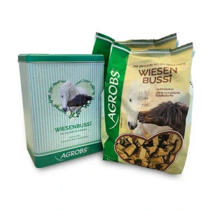 AGROBS - Set dvou balení bezobilných pamlsků Wiesen Bussi a dárkové plechové dózy